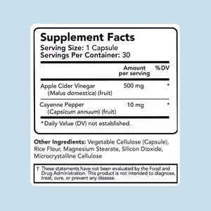 Precio al por mayor de fábrica Cápsulas de vinagre de sidra de manzana con pimienta de cayena para la salud cardiovascular Control de peso Pastillas delgadas - Product Image 2