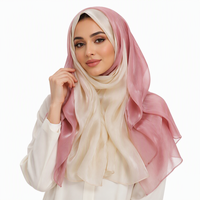 2026 Vente en gros de luxe Foulard hijab pour femme, à dégradé ombré, respirant et peint à la main, pour musulmanes