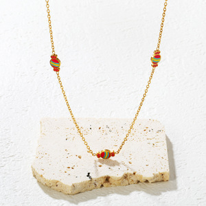 Candy-Colored Stainless Steel Necklace Earring <b>Bracelet</b> <b>Set</b> For Women Gift Jewelry 5x9mm 18+3cm 40+5cm - Product Image 2