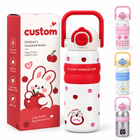 Bouteille d'eau isotherme à double paroi en acier inoxydable 316, 20 oz, avec poignée, design mignon, anti-fuite, pour enfants et école