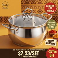 Ensemble de 3 ustensiles de cuisine en acier inoxydable pour la vente en gros : Casserole à lait 16 cm, Casserole à sauce 20 cm, Poêle à frire 22 cm, Compatible induction, pour la cuisine domestique