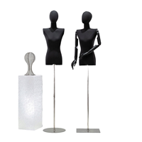 Maniquíes de Mujer para Exhibición de Moda, Maniquí Femenino de Medio Cuerpo con Brazos de Madera y Material Plástico