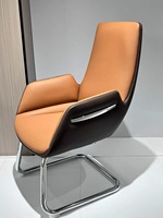 Chaise de bureau visiteur à dossier haut Project Supply en cuir PU, mousse haute résilience, structure cantilever en chrome poli pour salle de réunion