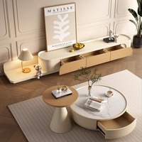 Table basse et meuble TV modernes en bois massif de style européen avec pieds en métal, couleur personnalisable pour salon, hôtel, chambre à coucher