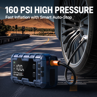 Démarreur de secours 2000A, gonfleur de pneus 150 PSI, batterie externe portable 16000 mAh avec charge rapide PD65W pour moteurs essence 8L et diesel 6L