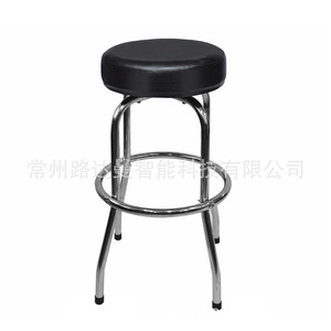 Taburete de Bar Ludaman de Acero Inoxidable con Asiento Redondo Negro, Resistente para Uso Comercial - Product Image 4