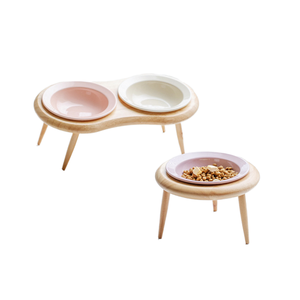 Comedero Elevado Inclinado de Cerámica Ajustable para Perros, Impermeable, con Patrón Sólido y Soporte de Madera, Venta al por Mayor - Product Image 1