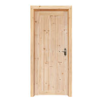 Light Pastoral Solid Cedar Flat Timber Door Durable Solid Wood Bedroom Door for Family Use