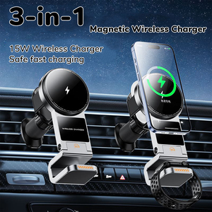 Chargeur de voiture magnétique 3in1 15W <span class=keywords><strong>AutoAlign</strong></span> Wireless Fast Charging Military Suction Dashboard Air Vent Phone Holder - Product Image 6