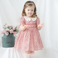 Robe smockée pour bébé fille, vêtements de boutique pour enfants, broderie florale, été, fleurs