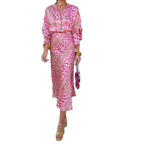 Ensemble de jupe longue pour femmes, style bohème chinois, imprimé, respirant, printemps automne, en stock, vente en gros, tenue ethnique tendance - Product Image 1