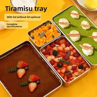 Moule à gâteau carré en acier inoxydable pour Tiramisu, plateau à mousse, avec couvercle, outil de cuisson