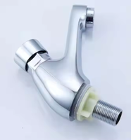 Robinet de lavabo à bouton-poussoir en laiton chromé, à fermeture automatique, eau froide uniquement, temporisé, à poser sur le plan pour salle de bain