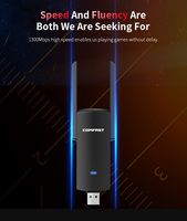 Clé Wifi longue portée Comfast 1300 Mbps, adaptateur Wifi haute performance, cartes réseau USB avec antenne externe