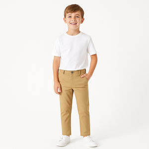 <span class=keywords><strong>Pantalon</strong></span> <span class=keywords><strong>chino</strong></span> pour garçons de marque propre, uniforme scolaire, 100% coton, taille élastique, coupe slim, long, déchiré - Product Image 3