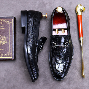 New model crocodile-pattern men's formal business metal buckle leather <b>shoes</b>, high-end genuine leather men's <b>shoes</b> - Product Image 3