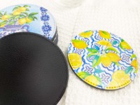 Sous-verres ronds en cuir PU personnalisables avec logo, style vintage de luxe, pour tasses à café et boissons