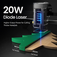 Machine de gravure laser RAY5 20W avec écran tactile + lunettes de protection, outils de découpe DIY pour le bois et le métal, zone de découpe 400x365mm, 110-240V