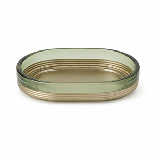 Juego de Accesorios de Baño de Lujo en Vidrio Verde con Detalles en Dorado, 5 Piezas: Dispensador de Loción, Vaso, Jabonera, Porta Toallitas y Bandeja - Product Image 4