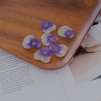 Grosir DIY bunga kering jimat liontin kalung anting-anting epoksi alami Resin bunga pansy untuk dekorasi perhiasan
