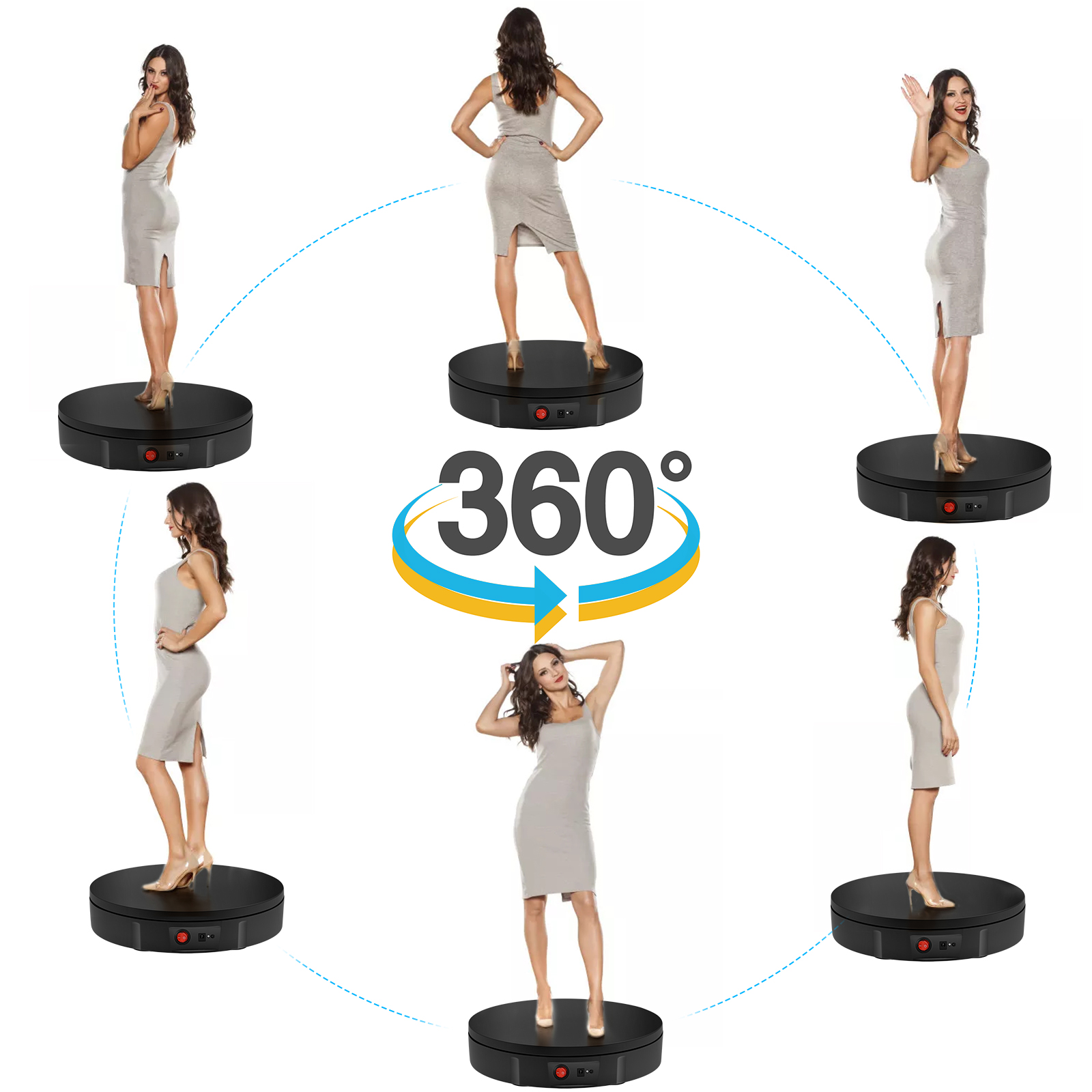 Espositore Rotante Elettrico A 360° Per Gioielli, Piattaforma Girevole 13 Cm, Velocità Regolabile - 2