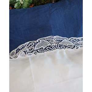 Draps de lit doubles Pietrochianese, draps-housses et draps plats, avec dentelle élégante, matière en lin confortable - Product Image 4