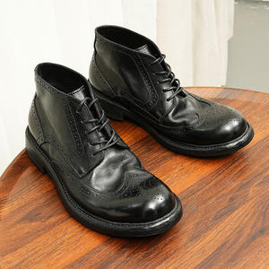 Botas de Tobillo Marrones de Alta Calidad para Hombre, Mocasines de Cuero Británico Lavado, Estilo Retro, con Cordones y Suela Goodyear, Impermeables - Product Image 4