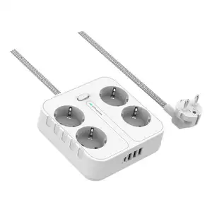 OSWELL 4 Extension Cord for Europe countries 4 usb ports power strip surge with Europe standard extension cords