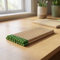 Crayon en bois HB de 7,5 pouces avec gomme verte intégrée, certifié EN71 ISO, pour bureau et école, emballage personnalisé avec LOGO