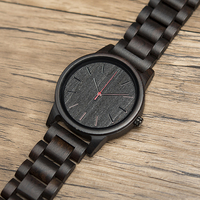 Montre en bois pour hommes Oem Montre-bracelet à quartz tout bois naturel Logo personnalisable