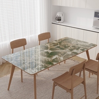 Couverture de table transparente en PVC imprimée au laser, film plastique à motif floral souple et imperméable, techniques non tissées pour tables à manger à domicile