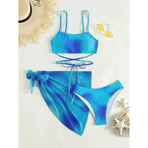 Tie Dye Women Bikini Set <b>Split</b> Swimsuit Mesh Cover Up <b>Skirt</b> Summer Beach Swimwear - Product Image 6