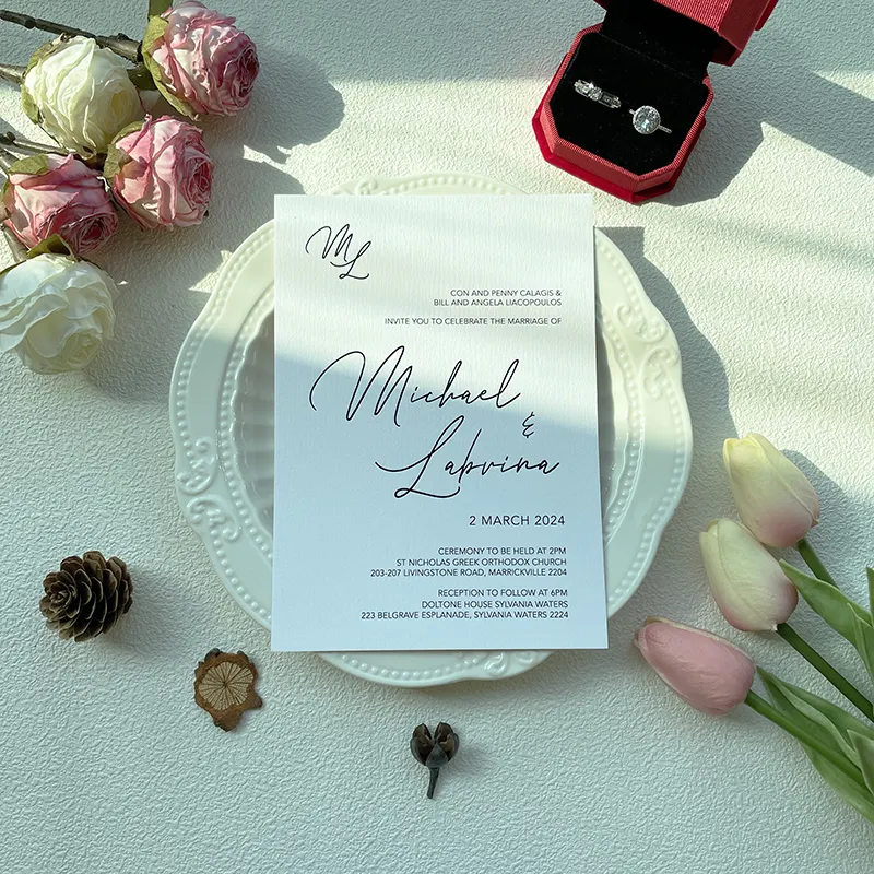Invitations en typographie recyclables personnalisées Enveloppe d'annonce de mariage Carte d'invitation de mariage