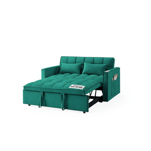 Sofá Cama Gitone de Terciopelo de 54.33 Pulgadas con Respaldo Ajustable, Plegable, Mueble Moderno para Sala de Estar con Bolsillos de Almacenamiento - Product Image 1