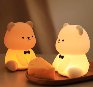 Bear Silicone Night <b>Light</b> USB Rechargeable LED Kids Bedroom Lamp Tap Control Color Changing RGB Dimmable Nursery Lamp <b>with</b> <b>timer</b> - Product Image 4