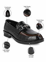 Mocassins à chaîne pour garçons, motif géométrique synthétique noir minuit, design de créateur, décontractés haut de gamme, quatre saisons, légers, antidérapants