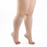 Compports Bas de soutien gradués Circulation des jambes Unisexe 20-30 MmHg OpenToe Knee High Bonvolant Chaussettes de compression grande taille