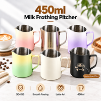 Pichet à café Kingze écologique et portable pour latte art, 450 ml, en acier inoxydable dégradé, avec échelle graduée