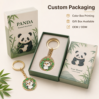 Zinklegierung Weiche Emaille Chinesischer Stil Niedlicher Panda Schlüsselanhänger Cartoon Runder Kreativer Schlüsselring Taschenanhänger Geschenk Souvenir