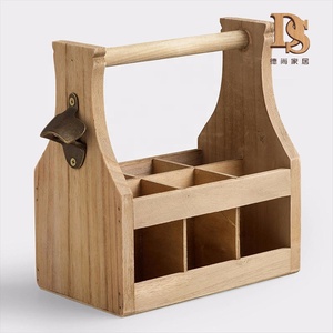 Portabotellas de madera con abrelatas, porta botellas hecho a mano con 6 ranuras - Product Image 3