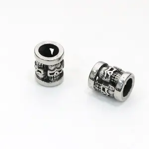 High Quality Stainless Steel Big Hole Skull Head Barrel Beads For Custom Jewelry