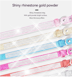 <span class=keywords><strong>Collar</strong></span> brillante de PU para perros, cadena de diamantes de malla brillante con hebilla de diamante para perros, suministros para mascotas, venta al por mayor - Product Image 4