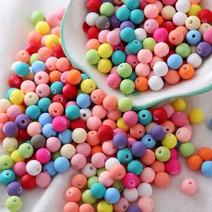 6/8mm Acrílico sentir pintura de borracha Macaron reta buraco redondo talão DIY cadeia de telefone móvel frisado jóias materiais por atacado