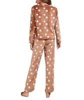 Vente en gros de vêtements de nuit personnalisés en peluche à pois pour la maison, le bureau, l'intérieur et l'extérieur 2 pièces de pull d'hiver pour femmes, ensemble de pyjamas en flanelle