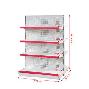 Leke 75*75*130 Double-Sided High Quality Modern Design Series Metal Durable Supermarket Shelf For Sale /Retail Display Stand