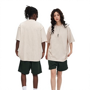 Camiseta de cuello redondo para hombre, de 220 g/m², gruesa, con hombros caídos, estilo oversize, informal, básica, de alta calidad, de lona de gran peso. - Product Image 1