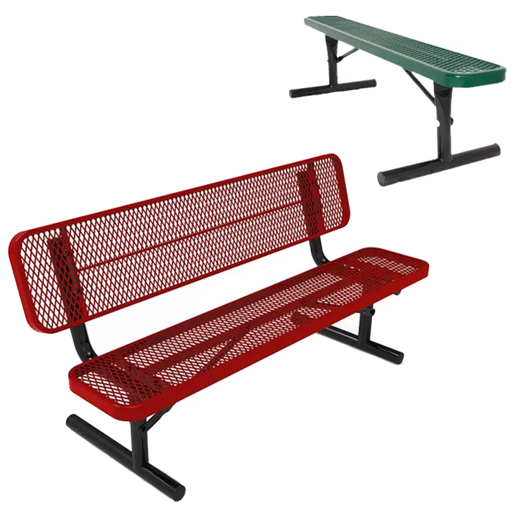 outdoor long thermoplastic seating bench public park expanded metal bench chair outside garden patio perforated steel bench seat