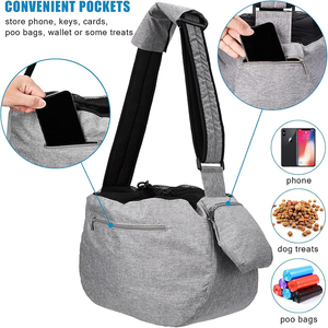 Tas selempang hewan peliharaan ekstra besar, kapasitas 15-25lbs tali empuk dapat disesuaikan ritsleting tas bahu poliester ramah perjalanan untuk anjing - Product Image 5