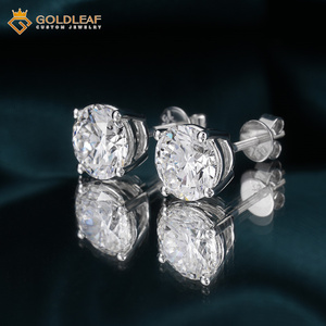 Pendientes de oro blanco de 18 quilates con diamantes cultivados en laboratorio, corte redondo, brillo brillante, engaste a mano. - Product Image 3