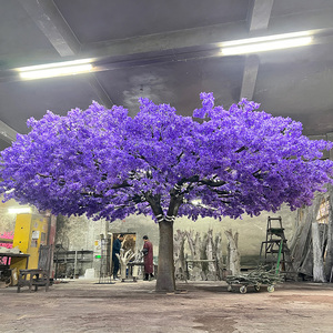 Arbre artificiel de 3 m de hauteur et 6 m de largeur, <span class=keywords><strong>cerisier</strong></span> artificiel violet, fleurs en soie, arbre fleuri très grand et imposant, décoration - Product Image 1